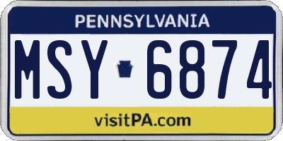 PA license plate MSY6874