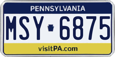 PA license plate MSY6875