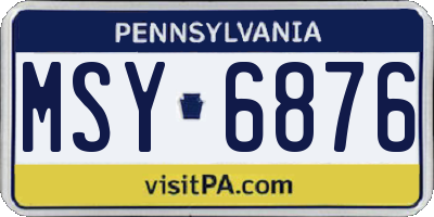 PA license plate MSY6876