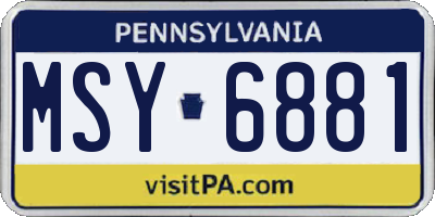 PA license plate MSY6881
