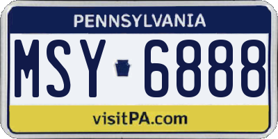 PA license plate MSY6888