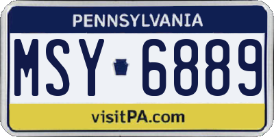 PA license plate MSY6889