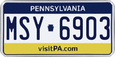 PA license plate MSY6903