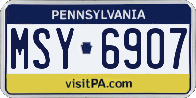 PA license plate MSY6907