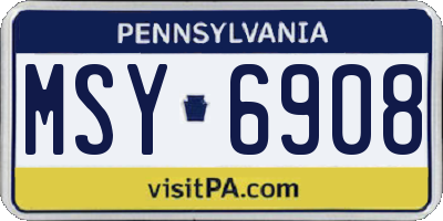 PA license plate MSY6908