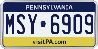 PA license plate MSY6909