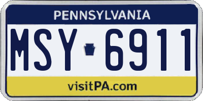 PA license plate MSY6911