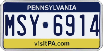 PA license plate MSY6914