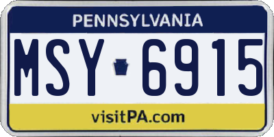 PA license plate MSY6915