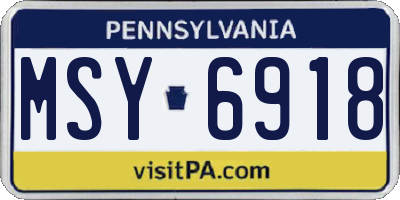 PA license plate MSY6918