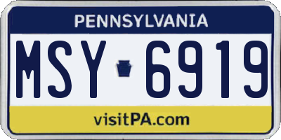 PA license plate MSY6919