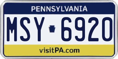 PA license plate MSY6920