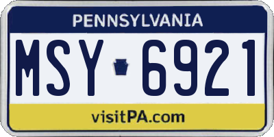 PA license plate MSY6921