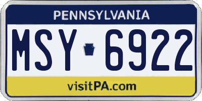 PA license plate MSY6922