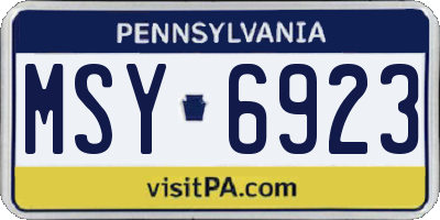 PA license plate MSY6923
