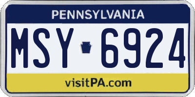 PA license plate MSY6924