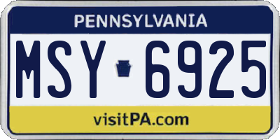 PA license plate MSY6925
