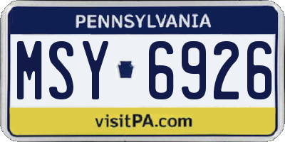 PA license plate MSY6926