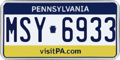 PA license plate MSY6933