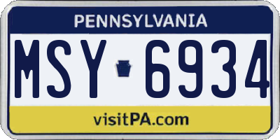 PA license plate MSY6934