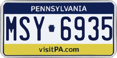 PA license plate MSY6935
