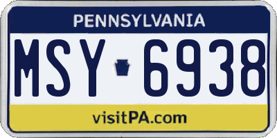 PA license plate MSY6938