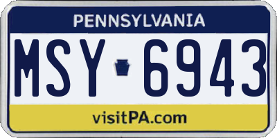 PA license plate MSY6943