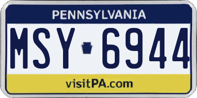 PA license plate MSY6944
