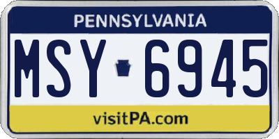 PA license plate MSY6945