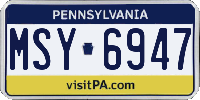 PA license plate MSY6947