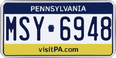 PA license plate MSY6948