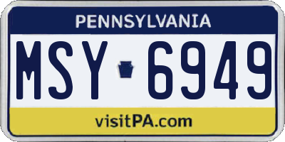 PA license plate MSY6949