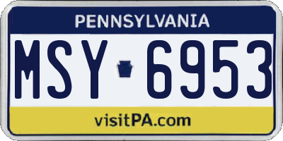 PA license plate MSY6953
