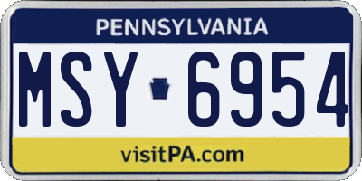 PA license plate MSY6954