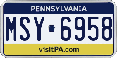 PA license plate MSY6958