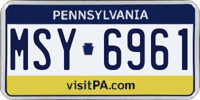 PA license plate MSY6961
