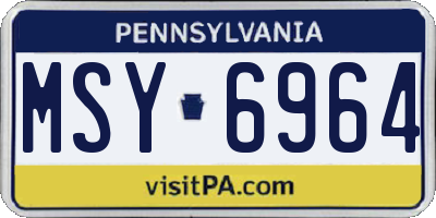PA license plate MSY6964