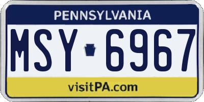 PA license plate MSY6967