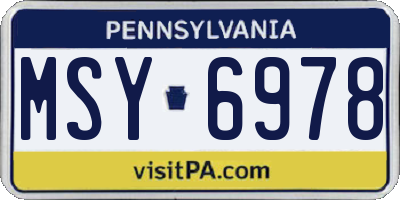 PA license plate MSY6978