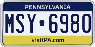 PA license plate MSY6980
