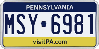 PA license plate MSY6981