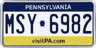 PA license plate MSY6982