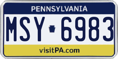 PA license plate MSY6983