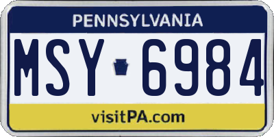 PA license plate MSY6984