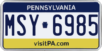PA license plate MSY6985