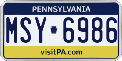 PA license plate MSY6986