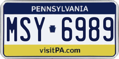 PA license plate MSY6989