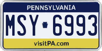 PA license plate MSY6993