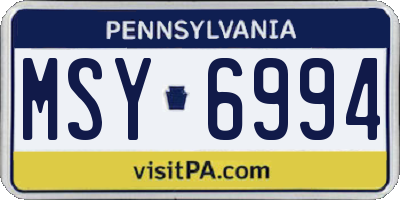 PA license plate MSY6994