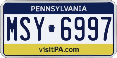 PA license plate MSY6997